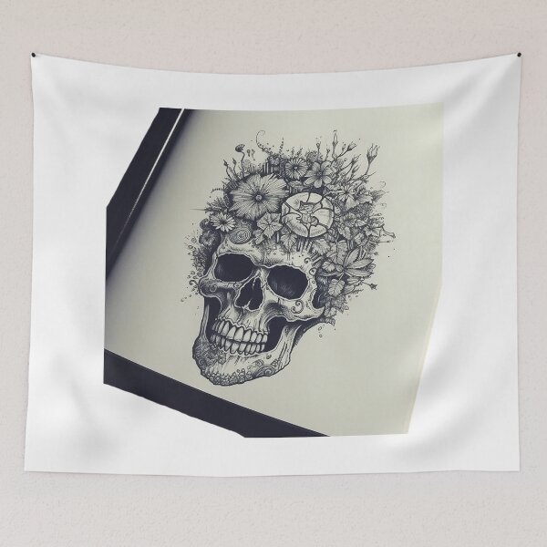 Item preview, Skull face with Flower Hair designed and sold by PCGDrawing.