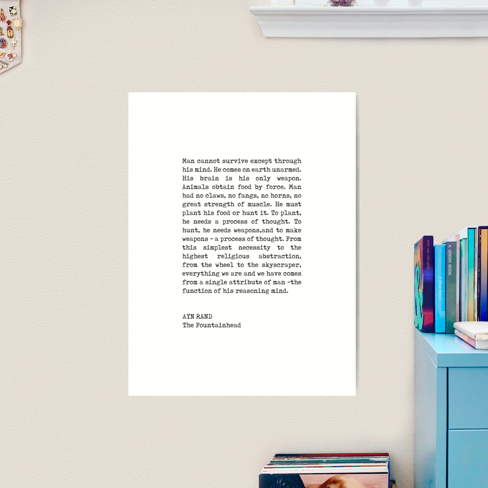 Ayn Rand Quote - The Fountainhead - Literature - Minimalist, Classic,  Typewriter Print - Inspiring