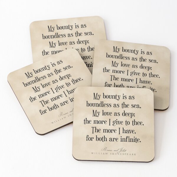 Item preview, My bounty is as boundless as the sea, William Shakespeare Quote, Literature Typography Print Vintage designed and sold by Studio Grafiikka.