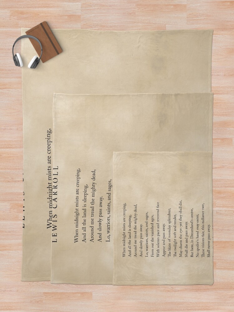 Thumbnail 5 von 6, Fleecedecke, Dreamland - Lewis Carroll Poem - Literature - Typography Print 3 - Vintage designt und verkauft von Shrijit.