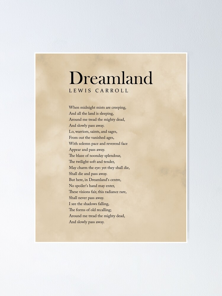 Thumbnail 1 von 3, Poster, Dreamland - Lewis Carroll Poem - Literature - Typography Print 3 - Vintage designt und verkauft von Shrijit.