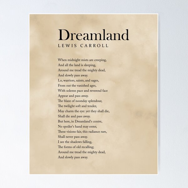 Item preview, Dreamland - Lewis Carroll Poem - Literature - Typography Print 3 - Vintage designed and sold by Studio Grafiikka.