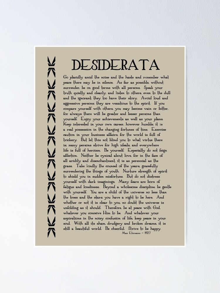 Desiderata Strive to be Happy hotsell Vintage Poster 24 x 36