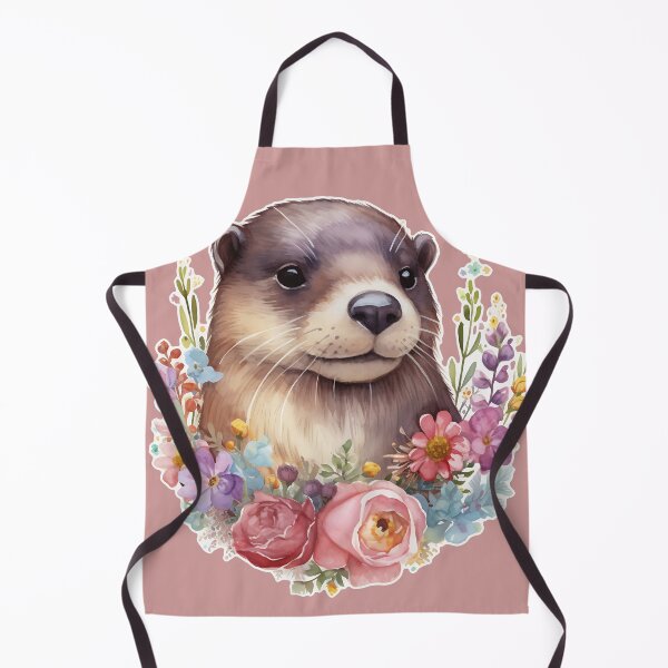 Item preview, Portrait of a smiling realistic otter in watercolour colours. Portrait of a cute otter with a wreath designed and sold by Anastasiia Yurevych.