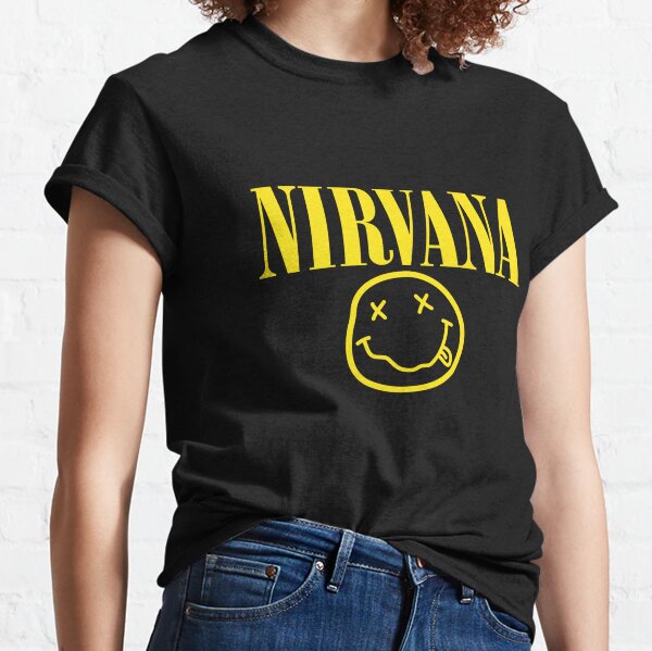 Metal Rock Band Shirt Custom Print Streetwear Nirvana Bleach In Colour 02  White Tshirt Design