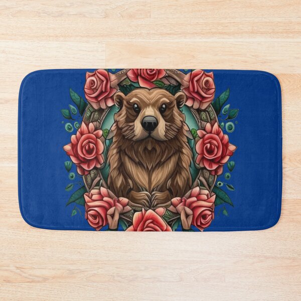 Item preview, North American Beaver Surrounded By Roses New York State Tattoo Art designed and sold by taiche.
