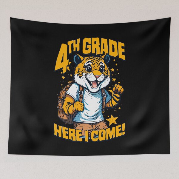 Item preview, 4th Grade Here I Come Back To First Day Of School Tiger designed and sold by GrandeDuc.