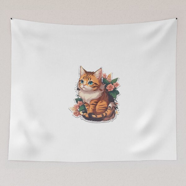 Item preview, Cat therian, yellow cat, cat with flowers designed and sold by HugoArtistic.