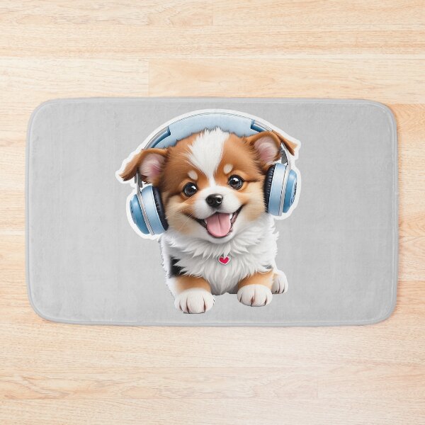 Item preview, Puppy Dog Happy Dog Lover Blue Headphone  Gift Classic T-Shirt and Sticker designed and sold by B2-Soul-of-Art.