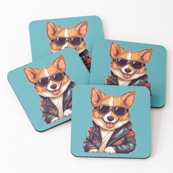 Item preview, Cute Corgi wearing leather jacket and sunglasses. designed and sold by HouseOfRosy.