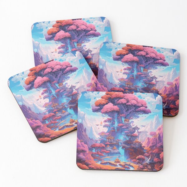 Item preview, Isekai Fantasy Treehouse Cherry Blossom Sakura Tree  Anime Landscape Japan Art designed and sold by Art-Jiyuu.