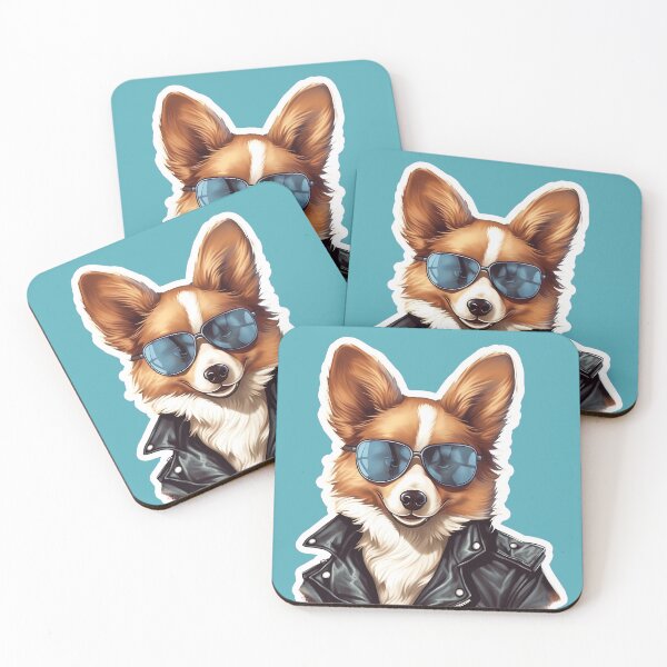 Item preview, Cute Corgi wearing a leather jacket and sunglasses. designed and sold by HouseOfRosy.