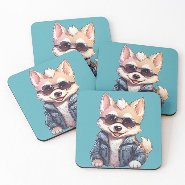 Item preview, Cartoon Husky wearing a leather jacket and sunglasses. designed and sold by HouseOfRosy.