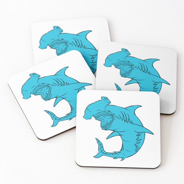 Item preview, Hammerhead Shark - BLUE - Stunning Illustration in Dynamic Pose designed and sold by SorryFrog.