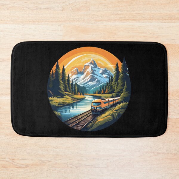 Item preview, Rocky Mountaineer Train: Serene Mountain Expedition | Vibrant Landscape Illustration designed and sold by BNCH44.
