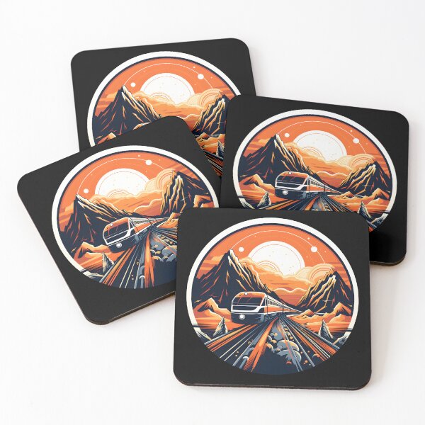 Item preview, Rocky Mountaineer Train: Sunset Mountain Voyage | Neon Art Nouveau designed and sold by BNCH44.