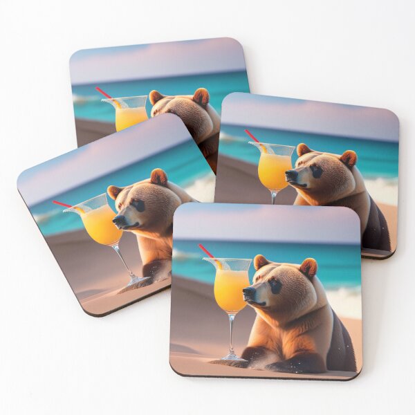 Item preview, The bear enjoying the cocktail at the beach designed and sold by Magical-bear.