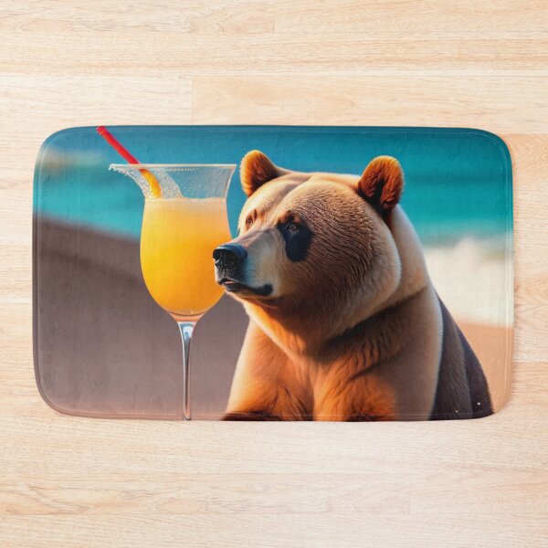 Item preview, The bear enjoying the cocktail at the beach designed and sold by Magical-bear.