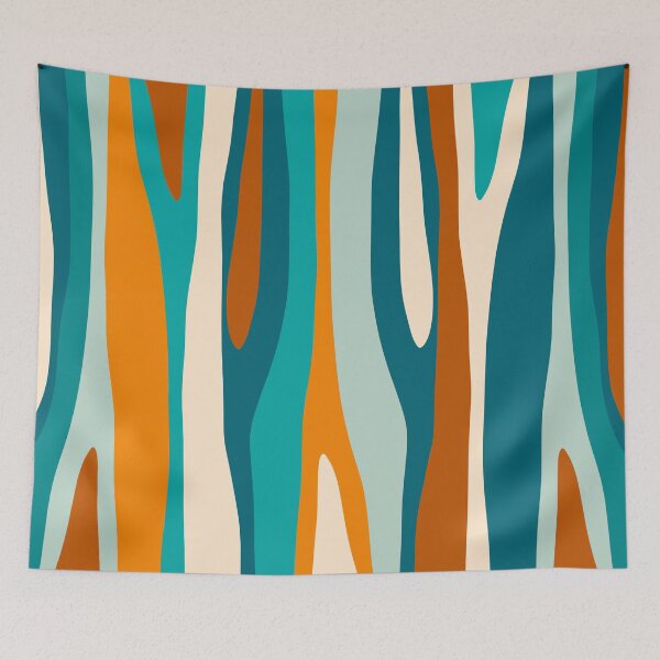 Item preview, Wild Stripes Modern Multicolor Abstract Pattern Turquoise Teal Aqua Orange designed and sold by kierkegaard.