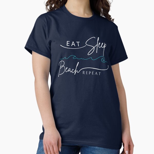 Item preview, Eat Sleep Beach Repeat ocean lover surfer summertime seaside vacation design text & wave graphic designed and sold by MunsyArt.