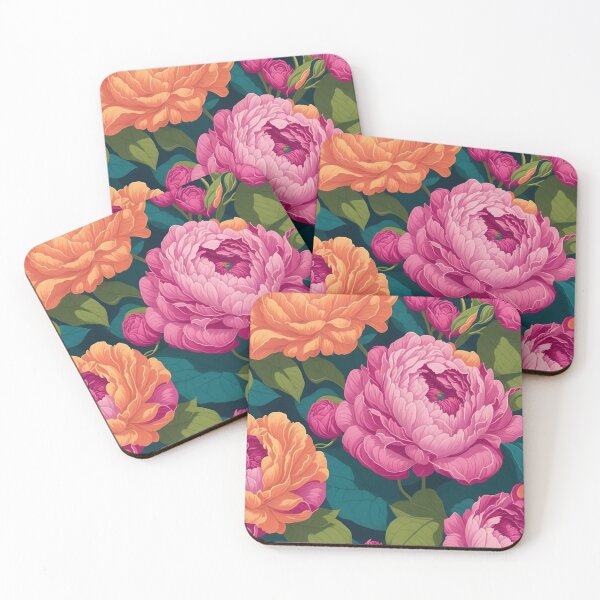 Item preview, Orange and Pink Peony Pattern designed and sold by GracefulGems.