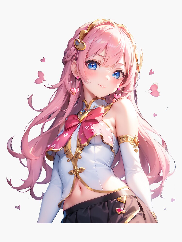 Kawaii anime girl with long pink hair uwu