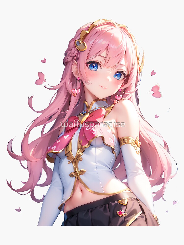 Kawaii anime girl with long pink hair uwu