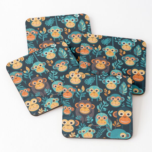 Item preview, Happy smiling monkeys pattern  designed and sold by SmileshareShop.
