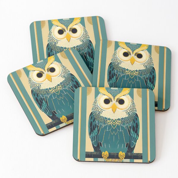Item preview, TEAL AND GOLD OWL BY CALLISC ARTS designed and sold by CallisC-Arts.