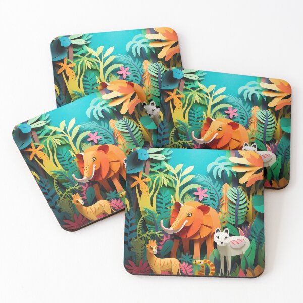 Item preview, Colorful Jungle, simple paper cut animation artwork and wall decor for kids!  designed and sold by Namrata-B.