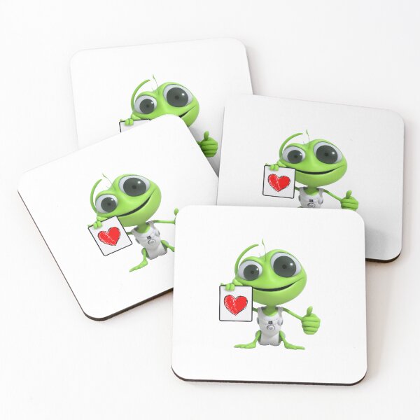Item preview, Cute green alien holding a love heart sign designed and sold by w1ckerman.