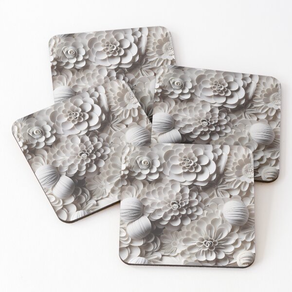Item preview, Whimsical Delight: 3D Paper Art White Flowers designed and sold by DigitArtisan.