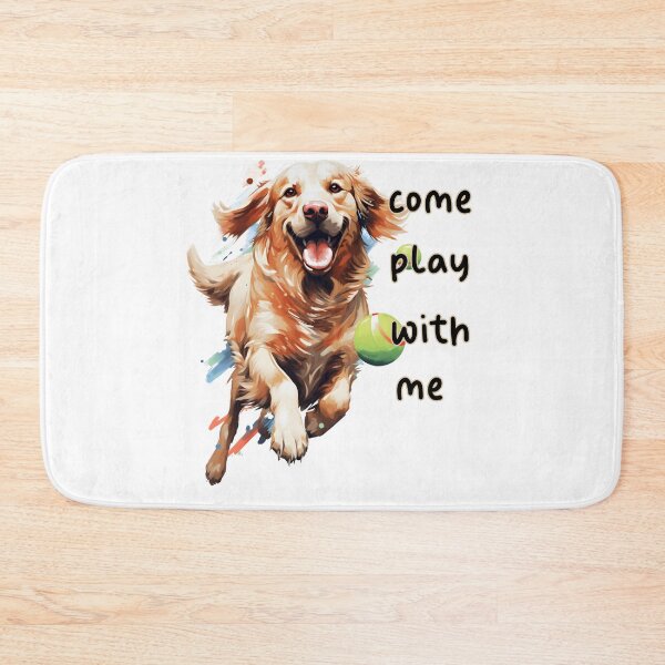 Item preview, Golden Retriever puppy playing tennis, come play with me, funny dog. designed and sold by im9creative.