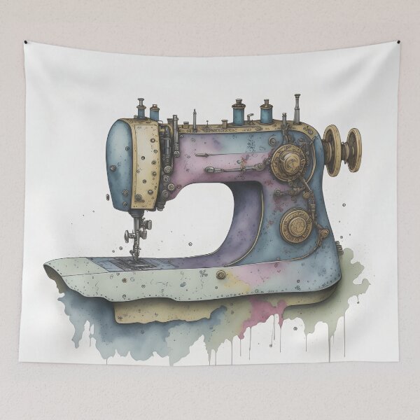 Item preview, Whimsical Stitches: A Watercolor Portrait of a Sewing Machine designed and sold by RabbitProjectUK.