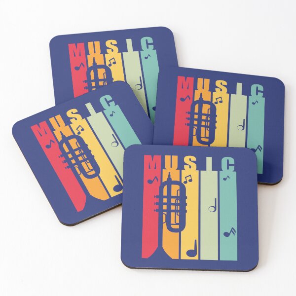 Item preview, Music word and trumpet over stripes designed and sold by AnnArtshock.