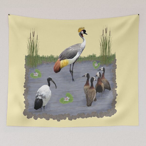 Item preview, Crowned Crane - Ibis - Widow Whistle Geese - Birds of Africa designed and sold by TShirtsundMehr.