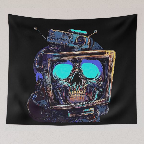 Item preview, Spooky retro tv show skull designed and sold by TomFrontierArt.