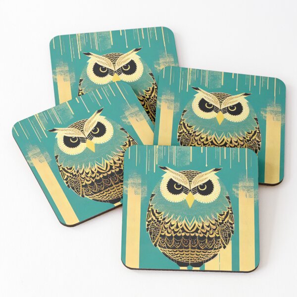 Item preview, TEAL AND GOLD OWL BY CALLISC ARTS designed and sold by CallisC-Arts.