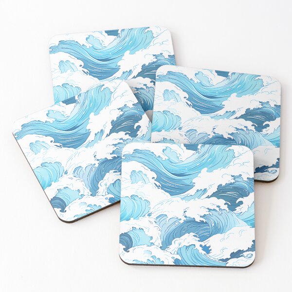 Item preview, Light Blue Summer Ocean Waves Pattern designed and sold by CozyKawaiiArt.