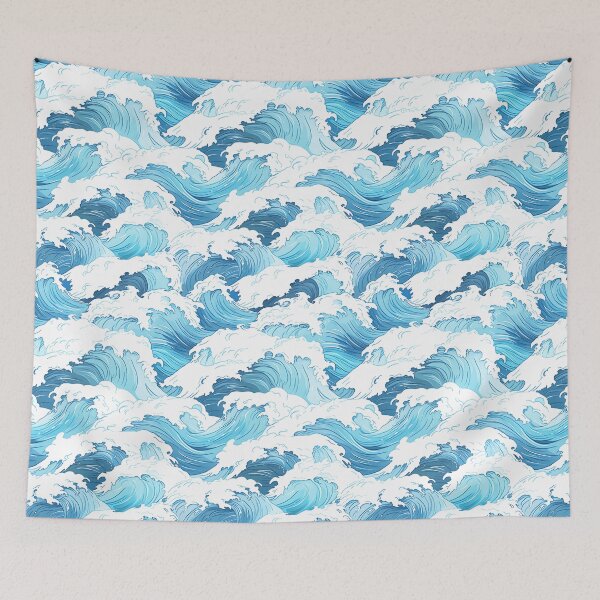 Item preview, Light Blue Summer Ocean Waves Pattern designed and sold by CozyKawaiiArt.