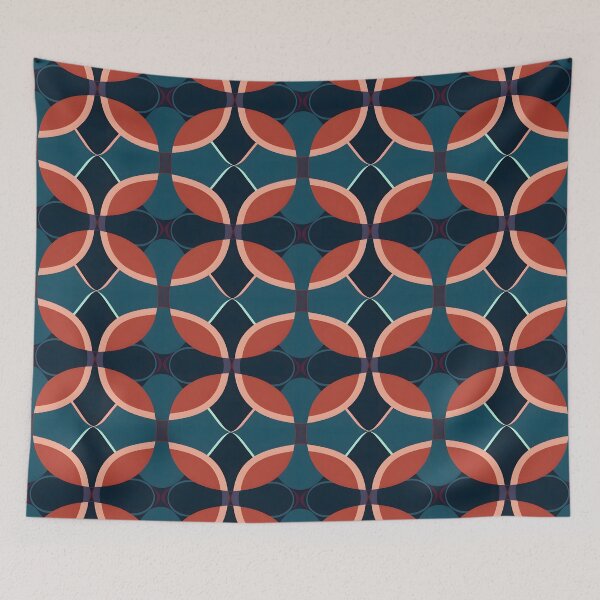 Item preview, Abstract Flower Pattern Geometric Minimalism Teal Red Dynamic Contrast designed and sold by DaliusD.