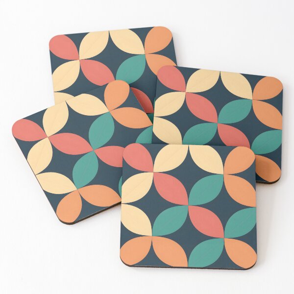 Item preview, Minimalist Simplicity Pattern Flowers Teal Orange Red designed and sold by DaliusD.