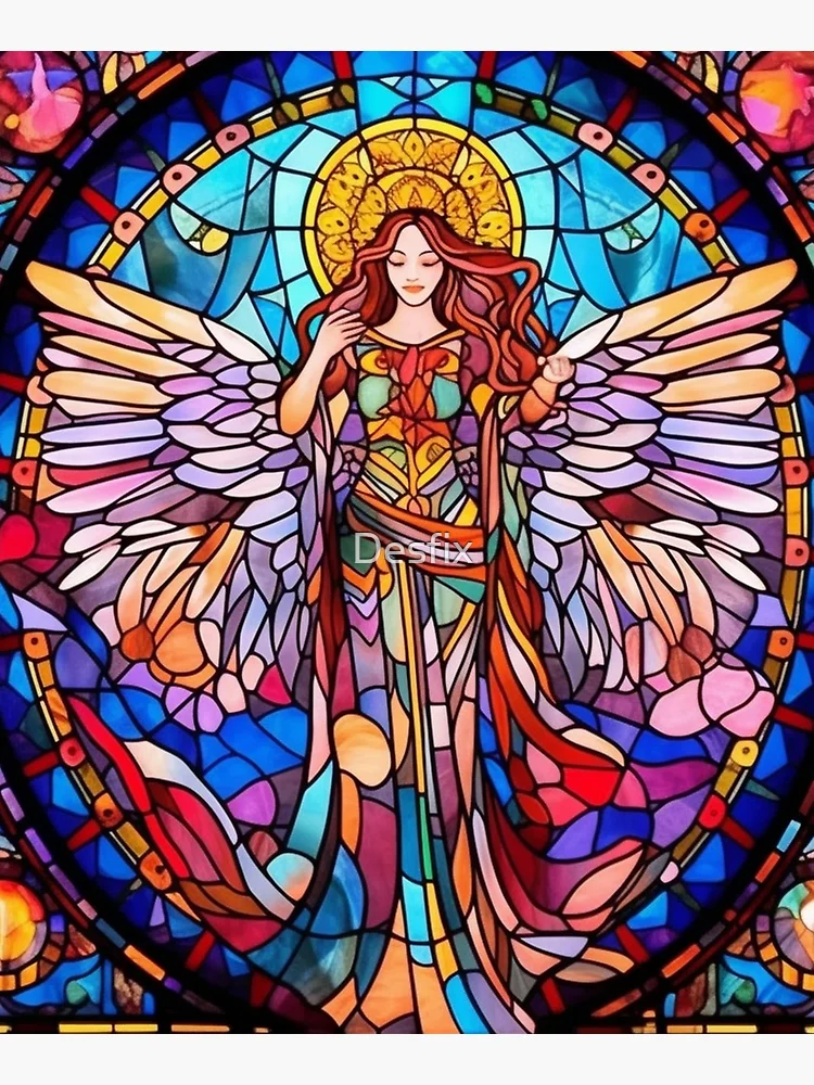 stained-glass-angel-pattern-mounted-print-for-sale-by-desfix-redbubble