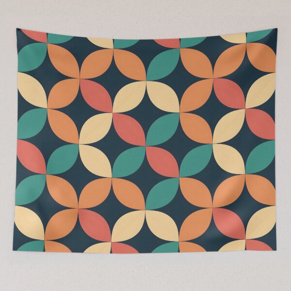 Item preview, Minimalist Simplicity Pattern Flowers Teal Orange Red designed and sold by DaliusD.