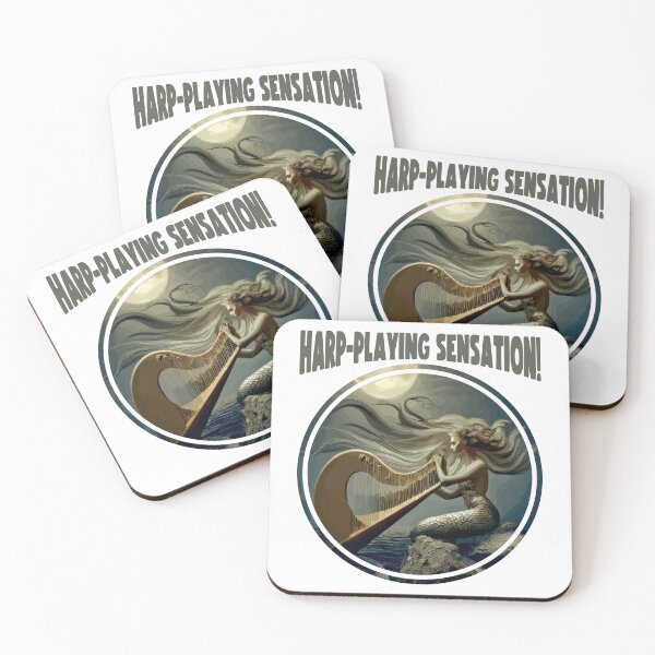 Item preview, Enchanting mermaid sitting on a rock and playing a harp  designed and sold by thematics.