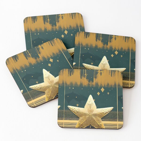 Item preview, TEAL AND GOLD STARFISH BY CALLISC ARTS designed and sold by CallisC-Arts.