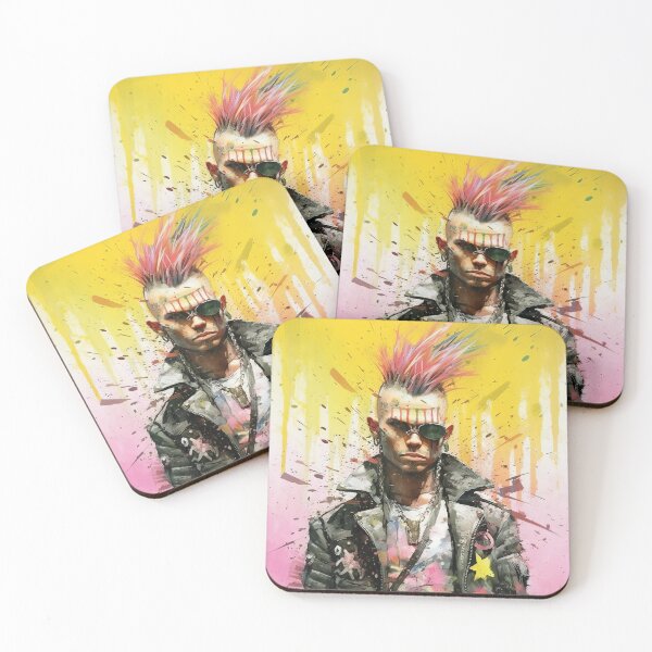 Artikelvorschau, Cyberpunk-Porträt eines Rock-Rebellen – Blumenmotiv mit Atompunk-Elementen entworfen und verkauft von Piotrek0001.