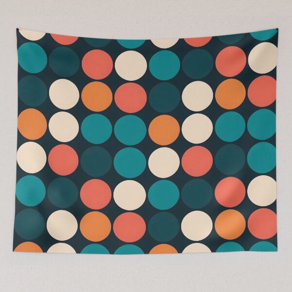 Item preview, Vibrant Polka Dots Abstract Pattern Teal Red Orange designed and sold by DaliusD.
