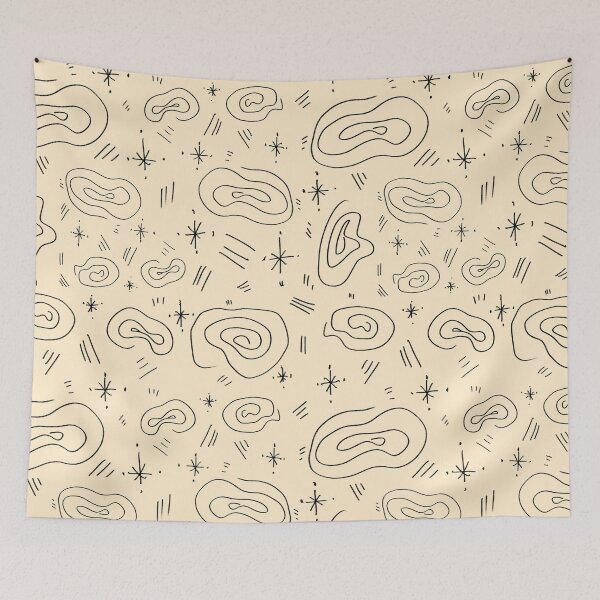 Item preview, Abstract doodle spiral stroke fun beige pattern designed and sold by Yana Mustafina | Boho Soulful Designs.