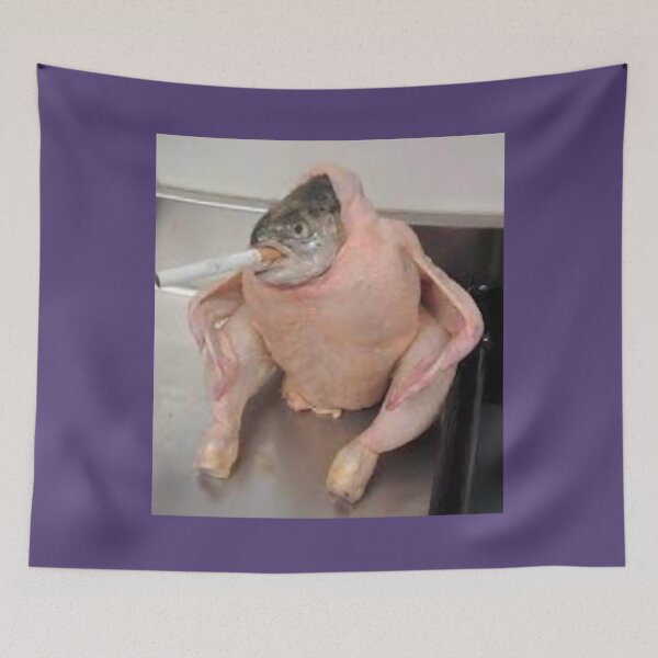 Item preview, cursed images fish chicken Throw Pillow 	 designed and sold by qnfhxhoz72.